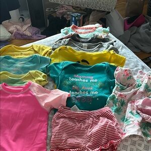 12 Piece Summer Colorful Baby Girls Clothing Bundle - 3-6 months